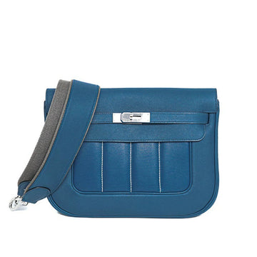 Hermes Berline 28 Swift Leather Blue Silver □Q Shoulder Bag 50249