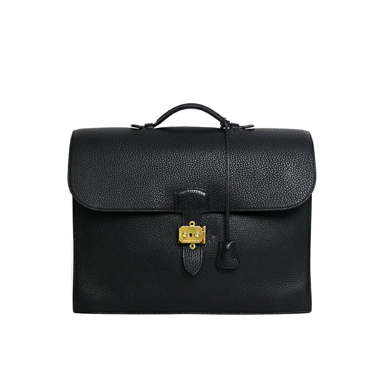 Hermes Sac Adepeche 38 Togo Black Business Hand bag 50250