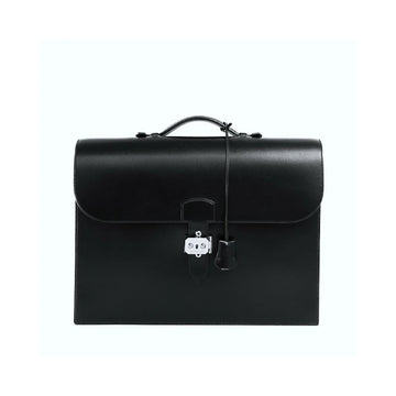 Hermes Sac Adepeche 38 Box Leather Black Business Hand bag