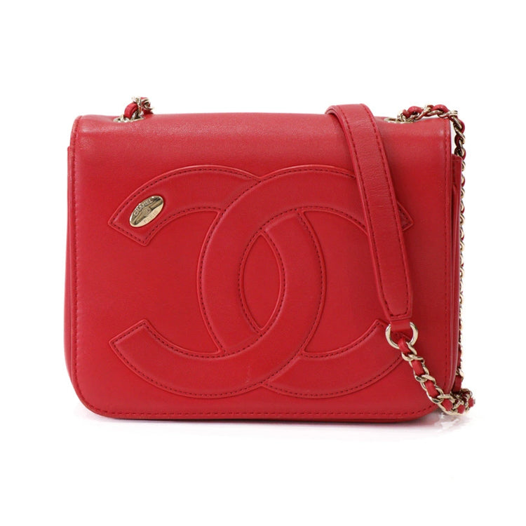 Chanel Coco Mark Lambskin Red Chain Shoulder bag 50525