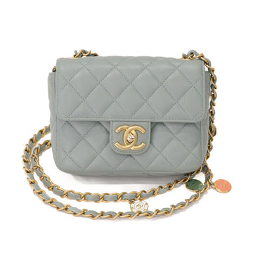 Chanel Mini Matelasse Coco Charm Lambskin Blue Chain Shoulder Bag 50529