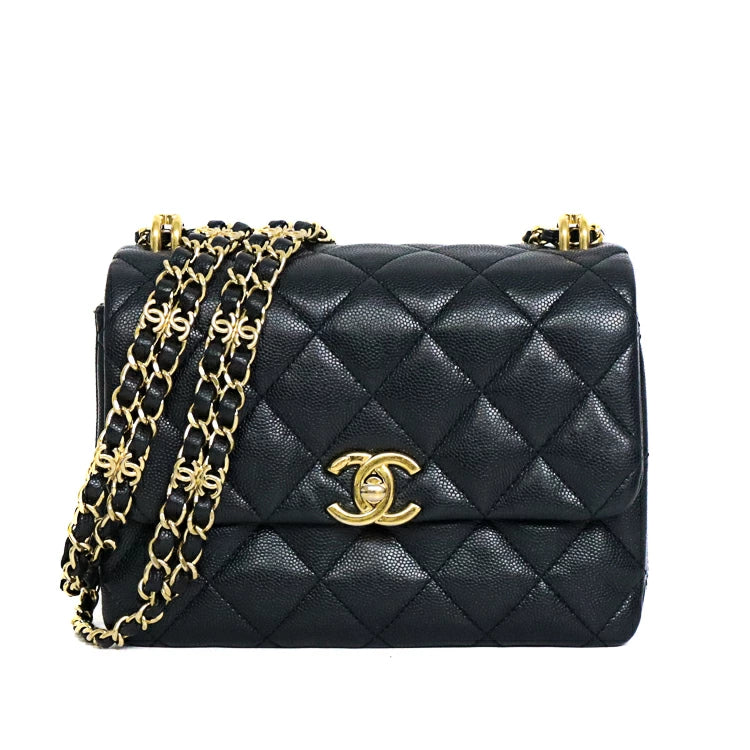 Chanel  Matelasse Mini Flap Leather Black Chain Shoulder Bag 50716