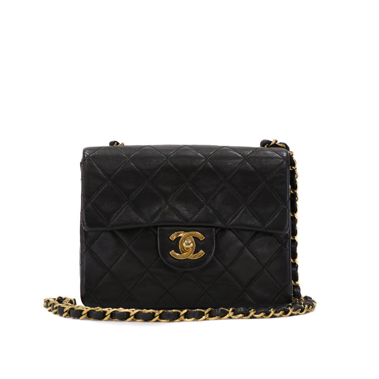 Chanel Mini Classic Flap Lambskin Black Chain Shoulder Bag 51259