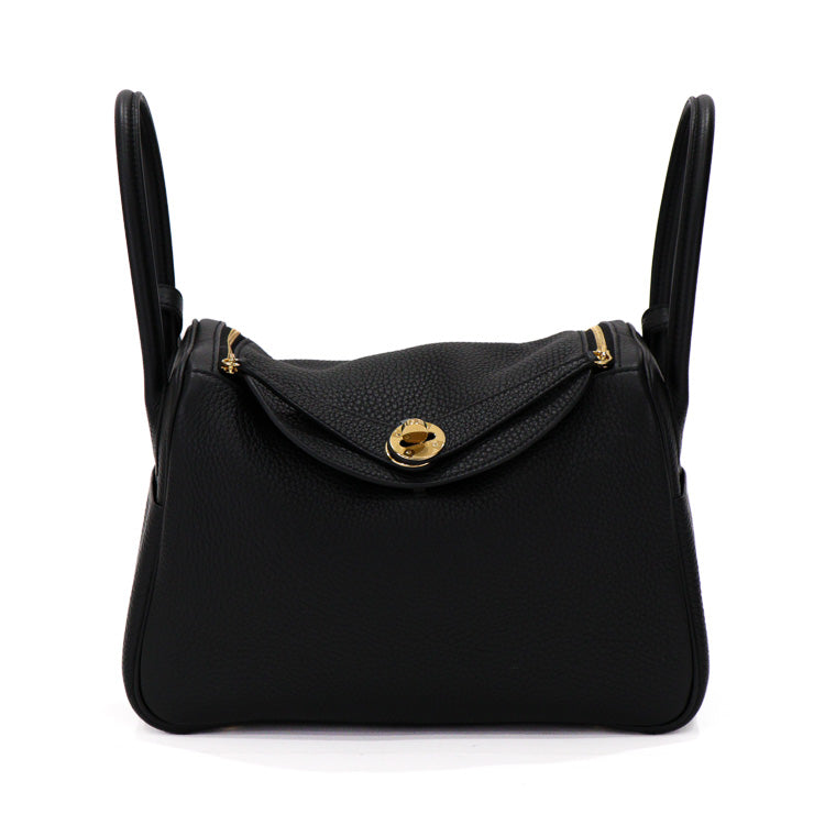 Hermes Lindy 26 Taurillon Clemence Black U Hand Bag 51303