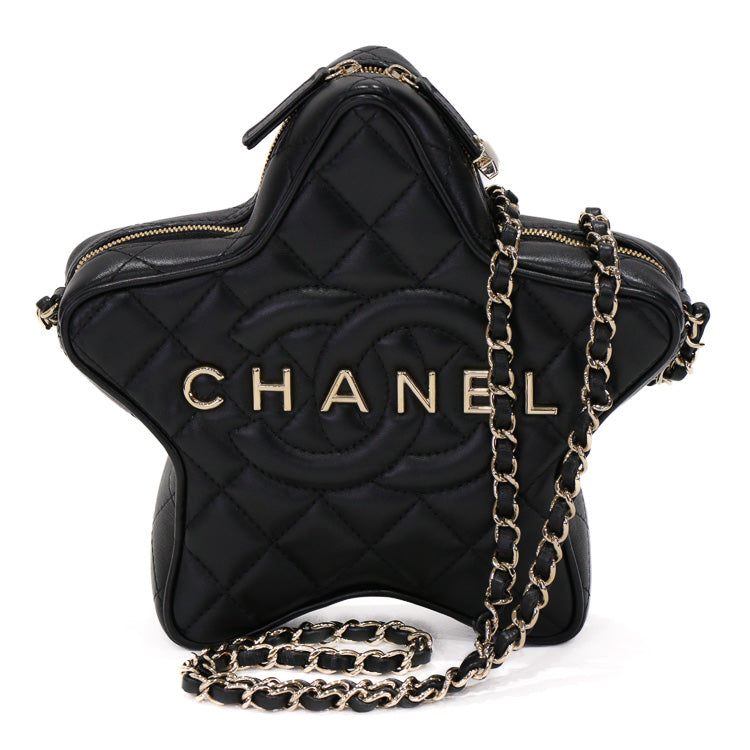 Chanel Star Calfskin Black Chain Shoulder Bag 51477