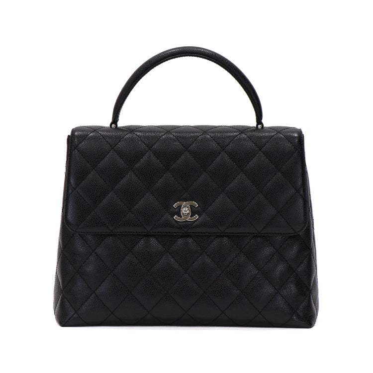 Chanel Matelasse Kelly Type Caviar Black Tote Hand Bag 51512