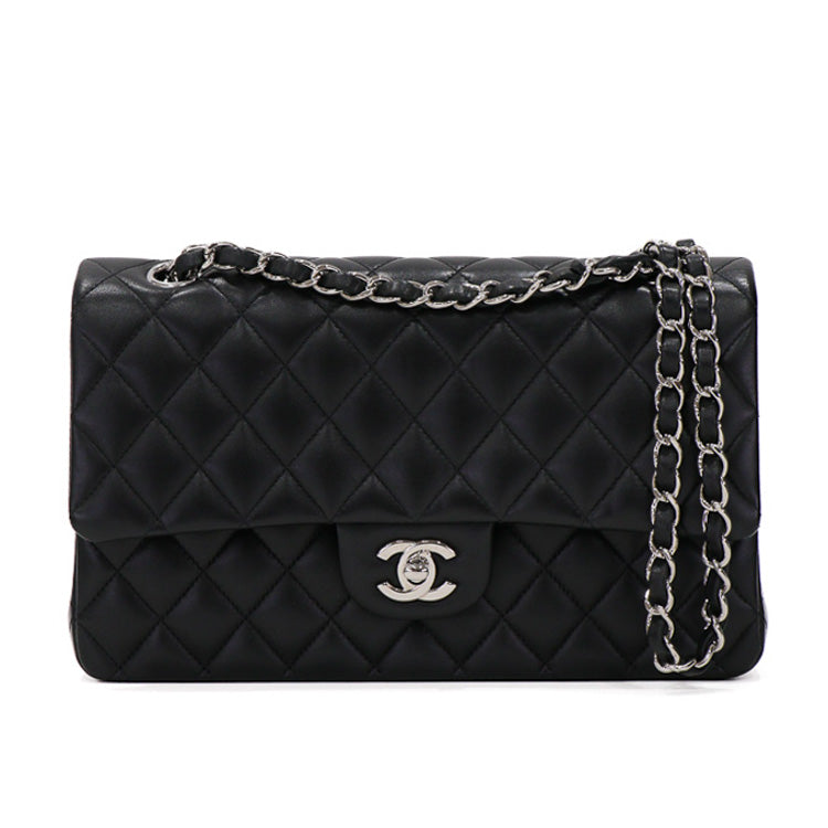 Chanel Matelasse Classic Flap 25 Lambskin Black Chain Shoulder Bag 51514