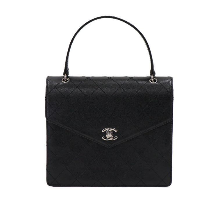 Chanel Matelasse Coco Mark Caviar Black Hand Bag 51516