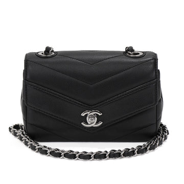 Chanel Mini Chevron Caviar Black Chain Shoulder Bag 51644