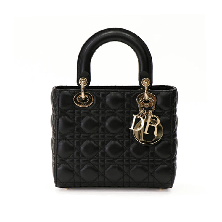 Christian Dior Mini Lambskin Gold Black Hand Bag 51772