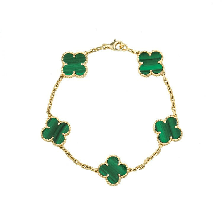 Van Cleef & Arpels Malachite Vintage Alhambra 5 Motifs Bracelet 52159