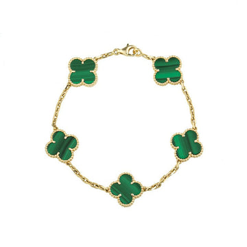 Van Cleef & Arpels Malachite Vintage Alhambra 5 Motifs Bracelet 52159