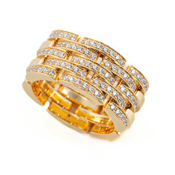 Cartier Mayon PANTHERE 5 Row K18 Pink gold full pavé diamonds Ring 52269