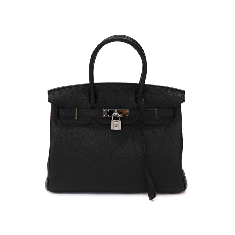 Hermes Birkin 25 Togo Leather Black Silver U Hand bag 53292