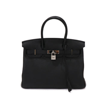 Hermes Birkin 25 Togo Leather Black Silver U Hand bag 53292