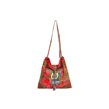 Hermes Silky City Silk Leather Orange X Shoulder Bag 52891