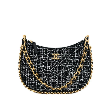 Chanel Matelasse Tweed Black Chain Shoulder Bag 52894