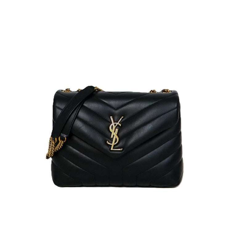 Saint Laurent Lulu Small Black with Gold Shoulder Bag 53140