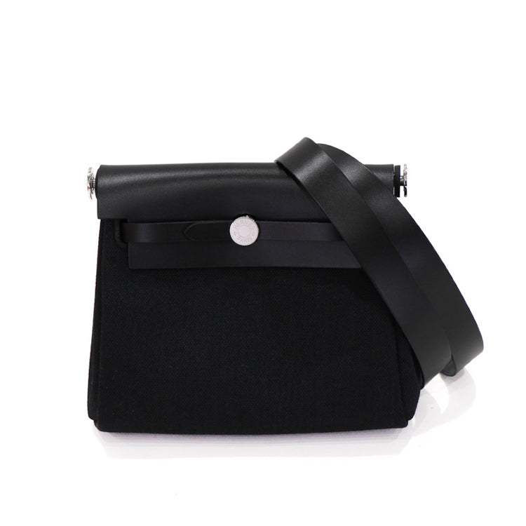 Hermes Herbag Zip Mini Canvas Black W Shoulder Bag 53250