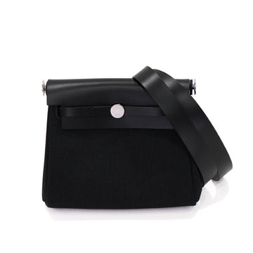 Hermes Herbag Zip Mini Canvas Black W Shoulder Bag 53250