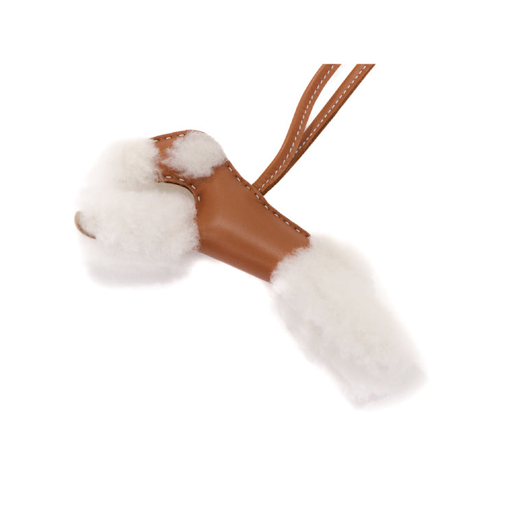 Hermes Buddy Charm Lambskin Natural Mouton K Accessories 53251