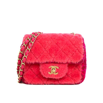 Chanel Matelasse Mini Tweed Leather Pink Chain Shoulder bag 53376