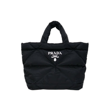 Prada Tessuto Nylon Leather Black Tote Hand Bag 53379