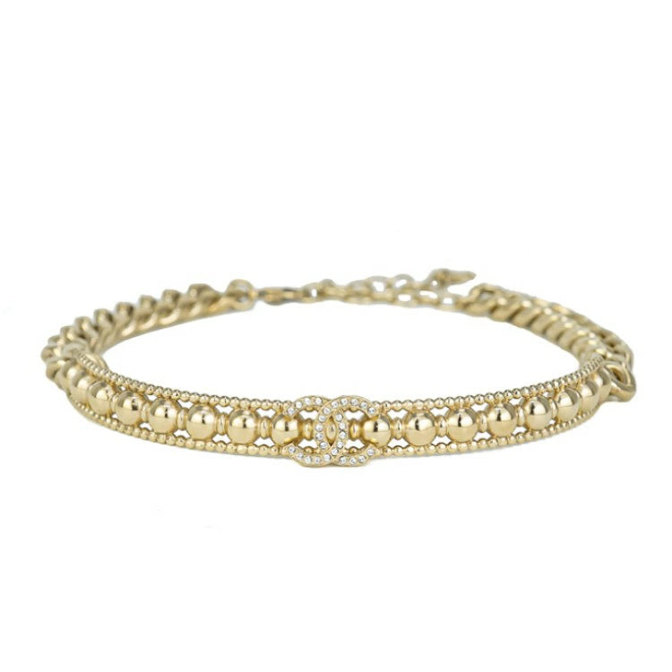 Chanel CC Mark Gold Metal Rhinestone Choker 53389