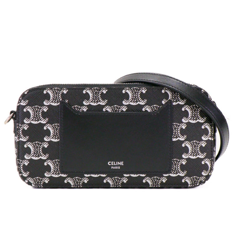 Celine Trionf Leather Black Silver Shoulder Pouch 53624