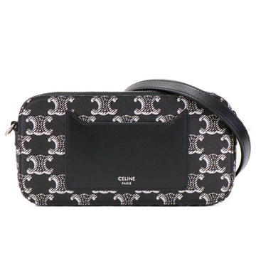 Celine Trionf Leather Black Silver Shoulder Pouch 53624