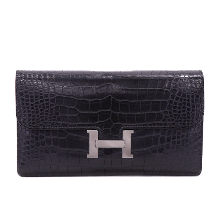 Hermes Constance Alligator Matte Navy C Long Wallet 53683