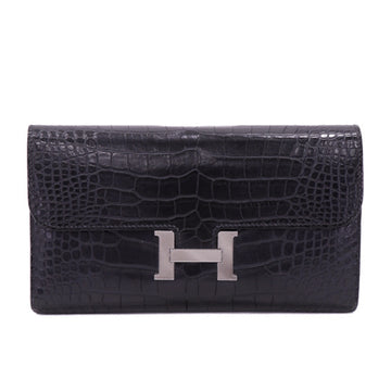 Hermes Constance Alligator Matte Navy C Long Wallet 53683