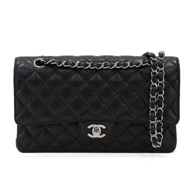 Chanel Classic Flap 25 Caviar Black Chain Shoulder Bag 54418