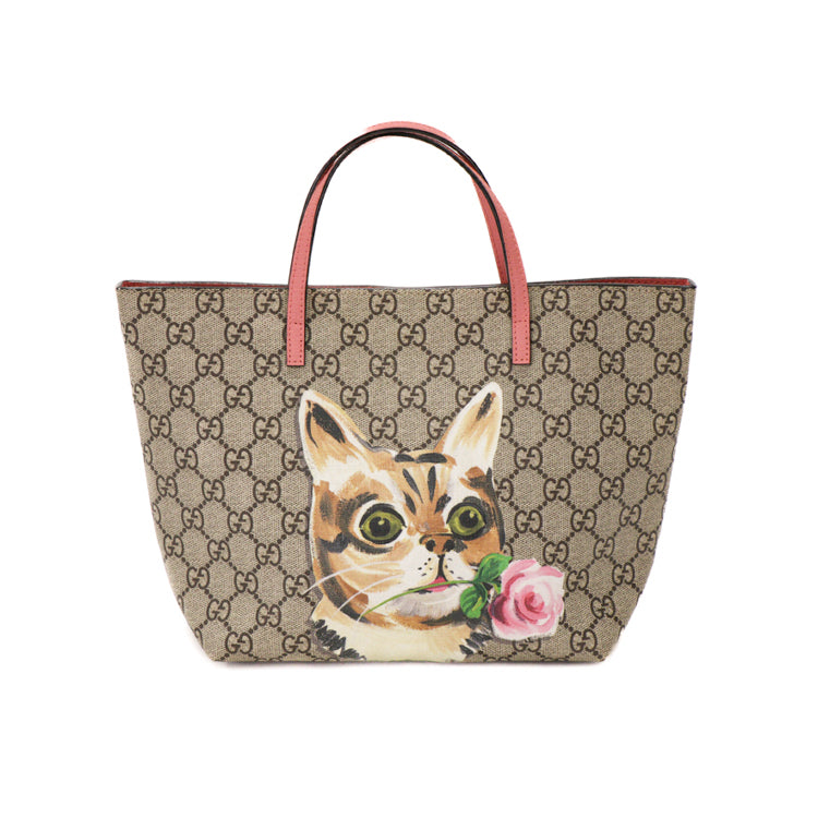 Gucci Children's Cat GG Supreme Canvas Beige Tote Bag 54419