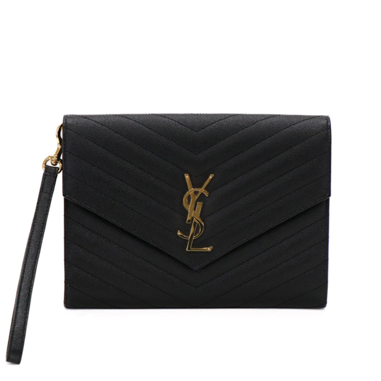 Saint Laurent Cassandra Classic 617662 Black Clutch Bag 54430