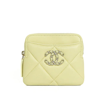 Chanel 19 Fragment Case AP2086 Lambskin Yellow Wallet 5s248