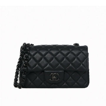Chanel Mini Matelasse 20 Lambskin Black Chain Shoulder Bag 5s344