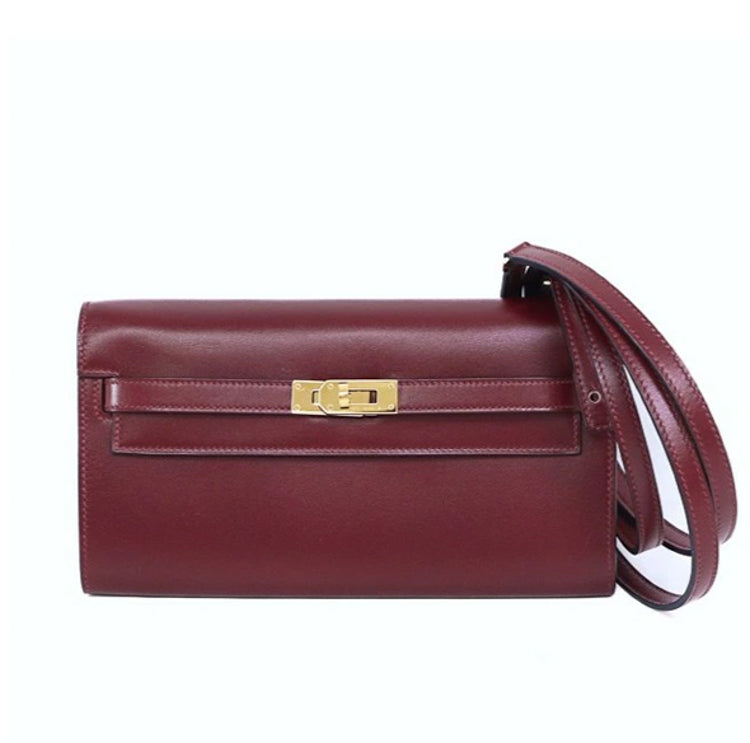 Hermes Kelly To Go Box Leather Rouge H K Shoulder Wallet 5s429