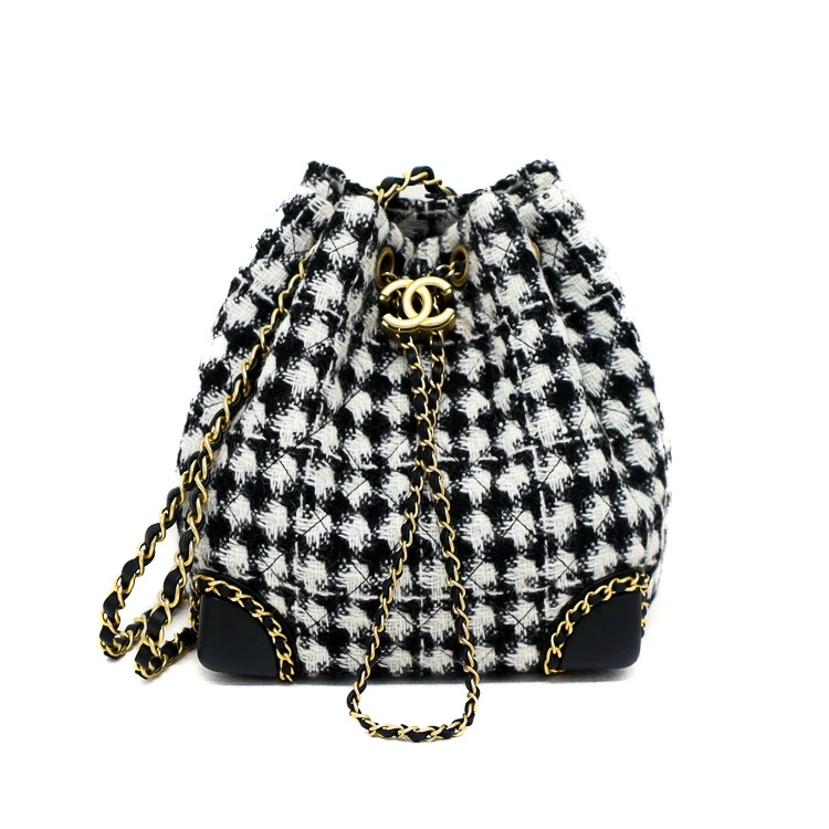Chanel Coco Mark Tweed Black White Mini Backpack 5s477