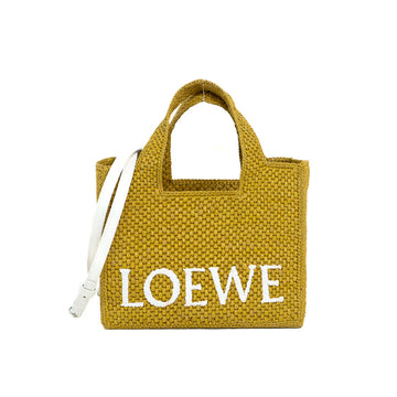 Loewe Font Small Raffia White Tote Shoulder Bag 5s478