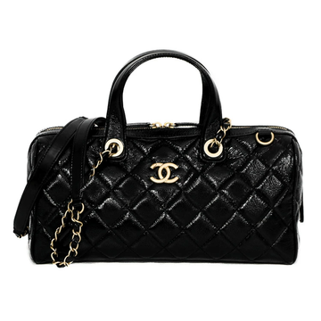 Chanel Matelasse Bowling Patent Calfskin Chain Shoulder Bag 5s487