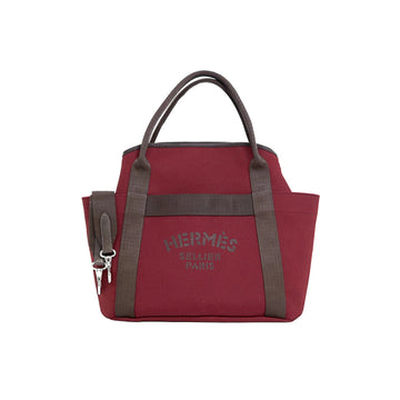 Hermes Sac De Pantherge Canvas Rouge Ash B Tote Hand Bag 5s526