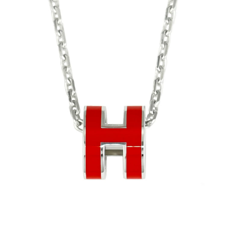 Hermes Pop Ash H Metal Red Necklace 54549