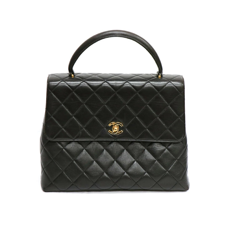 Chanel Coco Mark Matelasse Lambskin Black Hand Bag 2K376