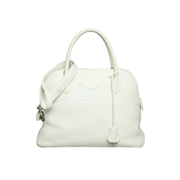 Hermes Bolide 31 Taurillon Clemence White □I Hand Bag 2S864
