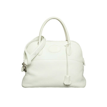 Hermes Bolide 31 Taurillon Clemence White □I Hand Bag 2S864