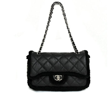 Chanel Matelasse Mouton Black Shoulder Bag Jsw23