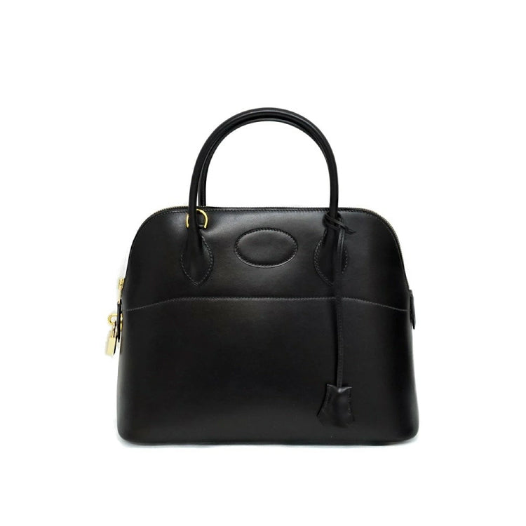 Hermes Bolide 31 Box Calf Black ○Z Hand Bag Jsw23