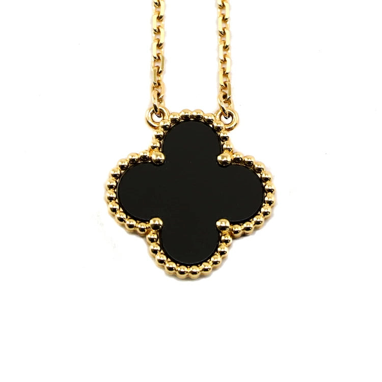 Van Cleef & Arpels Vintage Alhambra 18KYG Yellow Gold Onyx Black Necklace Jsw23