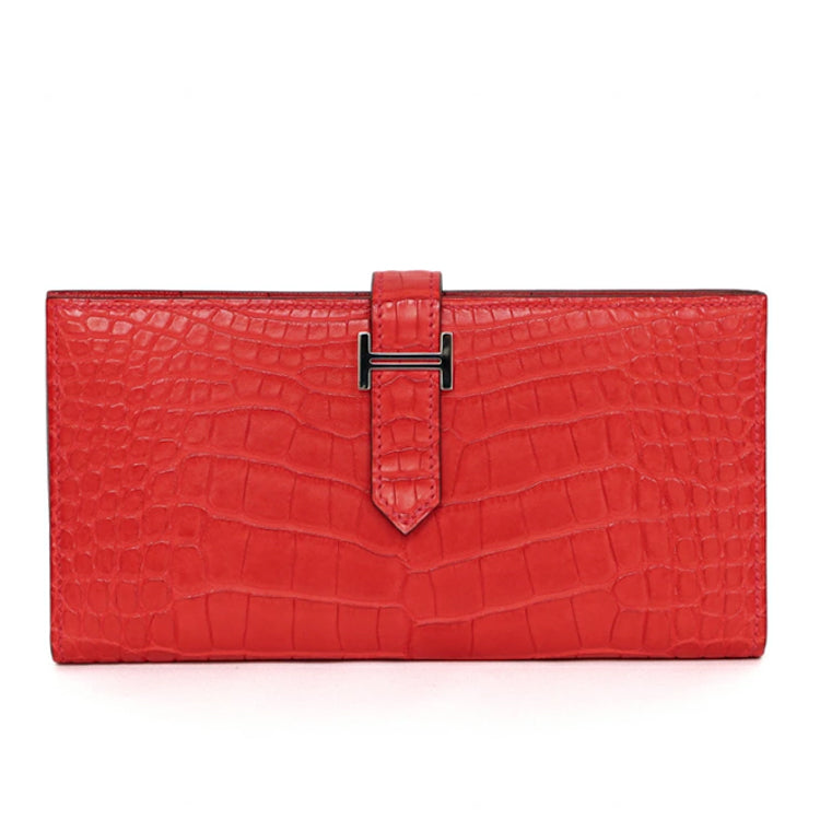 Hermes Bearn Soufflet Matte Alligator □P Long Wallet 3S408